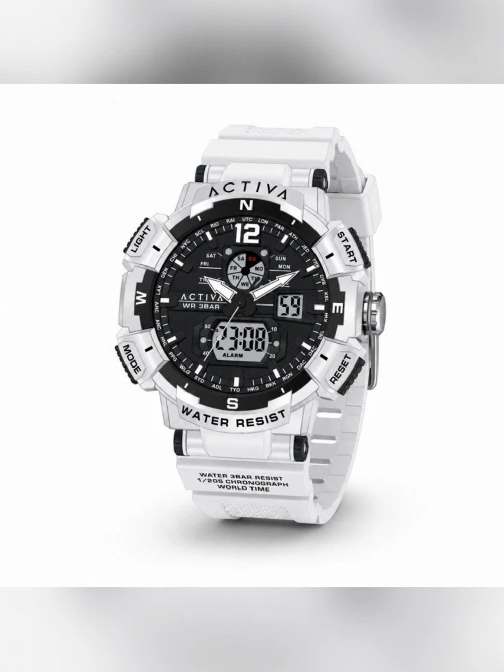 Activa Hexon X Invicta Digital Men's Watch - 53mm, White (ACW8045-001)